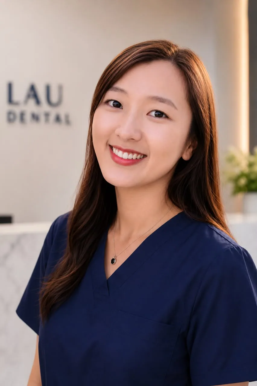 Portrait of Dr. Khoo Cher Xing, resident dental surgeon at Lau & Su Partners Dental Bukit Jalil, caring for patients of all ages